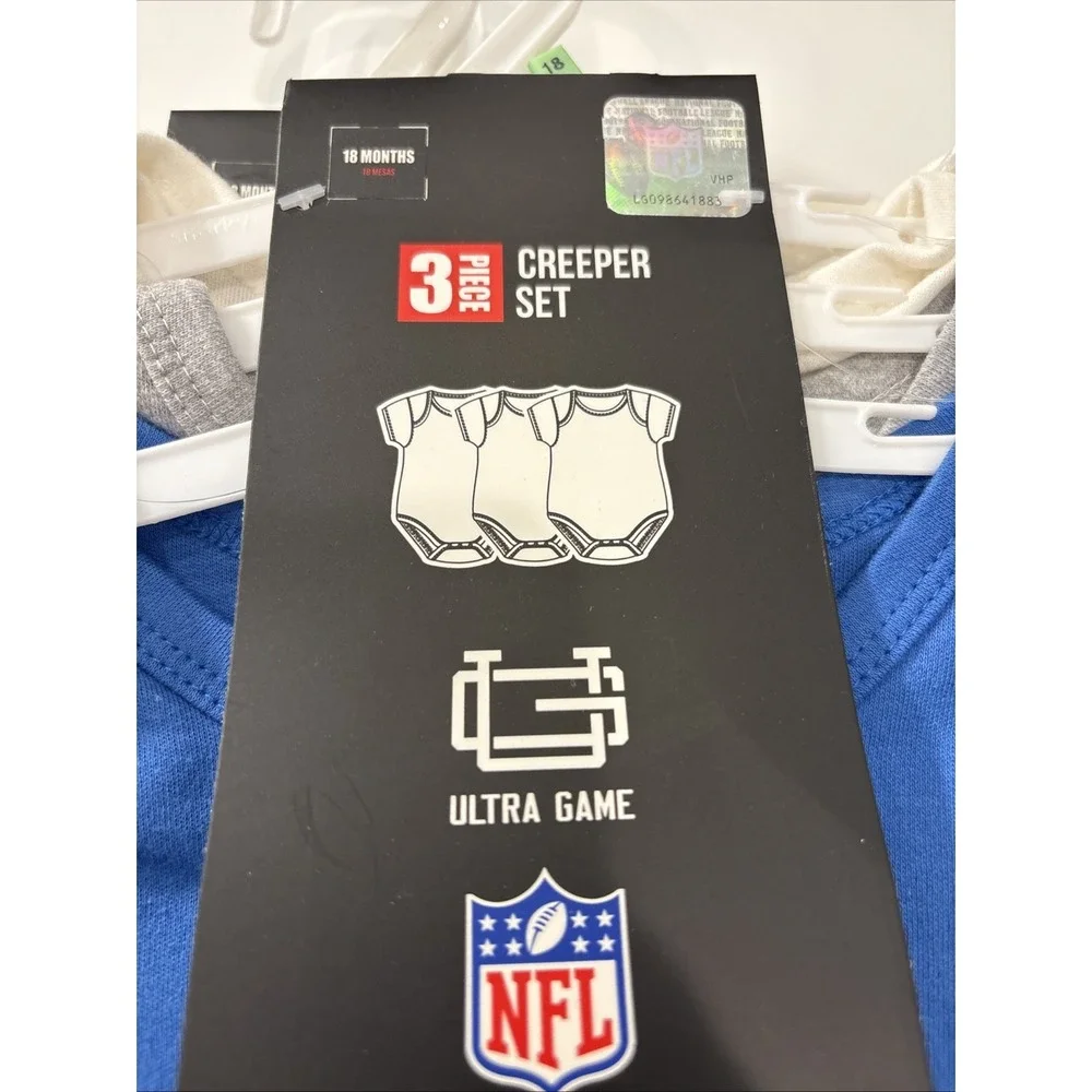 DETROIT‎ LIONS Official NFL Licensed Baby 3-pack Creeper Set 18 Months